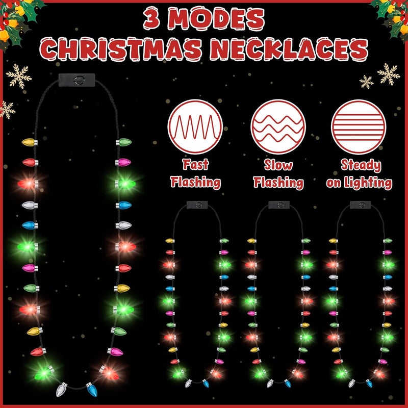 Traplace Store 3PCS Christmas Accessories, Light Up Christmas Necklace with 3 Flash Modes, Colorful Xmas Lighting Decorations for Christmas Party Favors Festival Party Supplies Ugly Sweater Decor - Image 2